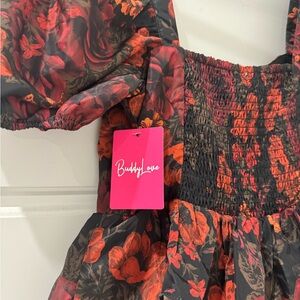 Buddy Love red floral dress with ruffles. New with tags!